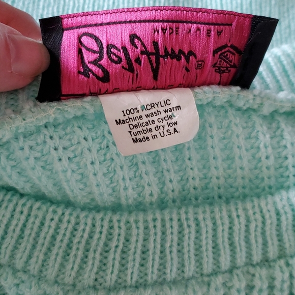 Vintage Teal Sweater with Stripes - Picture 7 of 11